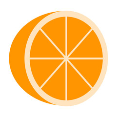 Orange Citrus Slice Perspective Flat Vector