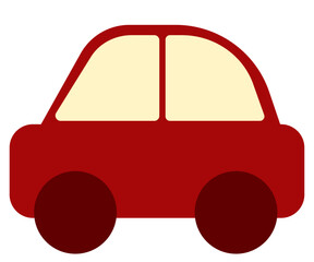 Red Car Cartoon Flat Vector Illustration
