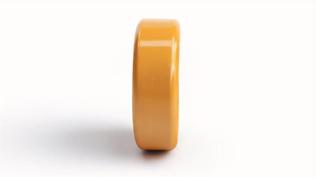 Close-up of a yellow button with a unique design.