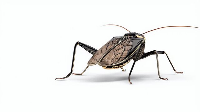 Cockroach Close Up Isolated On White Background Insect Pest Control.