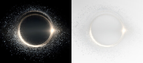 light ring particles, Png Golden circle Spark Dust PNG Overlay on transparent background, twirl, gold ring, gold dust, golden circle