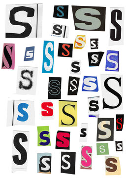 Vector Letter S Cut Out Magazine Newspaper Real Vintage Media Digital Scan