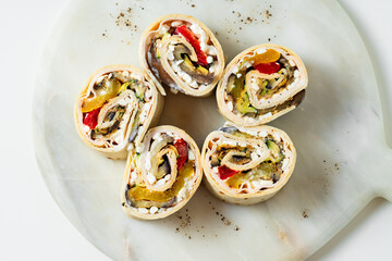 Piadina Roll with Turkey and Grilled Vegetables