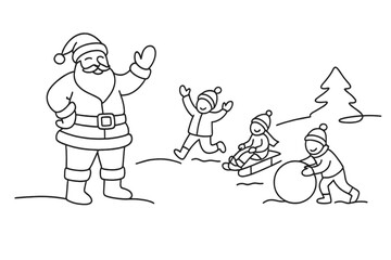 Naklejka premium Santa's Cheerful Wave.