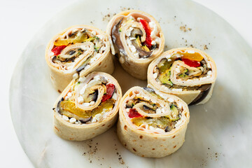 Piadina Roll with Turkey and Grilled Vegetables