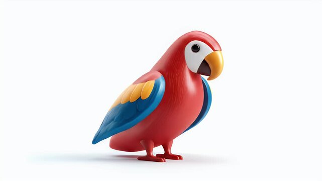 Colorful Parrot Toy on White Background.