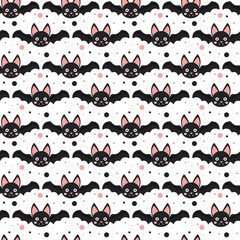 Cartoon bat seamless pattern for kids party decor and stationery