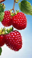 berries of a raspberry on a branch