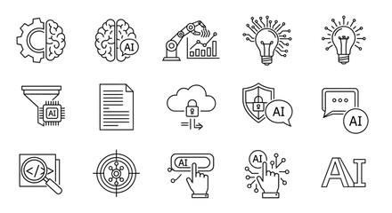 Fototapeta premium Artificial intelligence vector icons set modern technology and innovation elements concept
