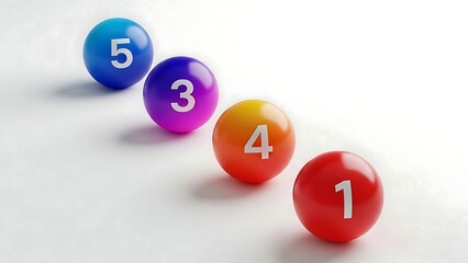 Colorful balls with numbers on white background