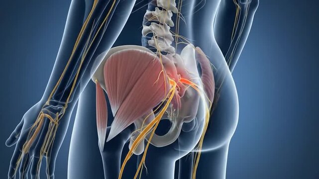 Chronic back pain visualization illustrating spine tension and coccyx.