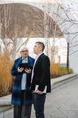 Business Meeting in Urban Outdoor Setting