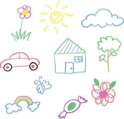 Kid Drawing. Childlike Drawings.