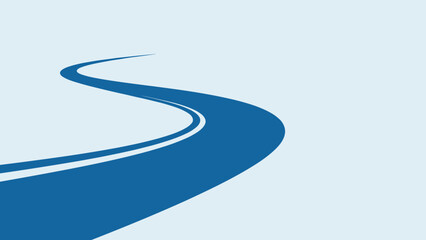 Blue Winding Road with White Lines.