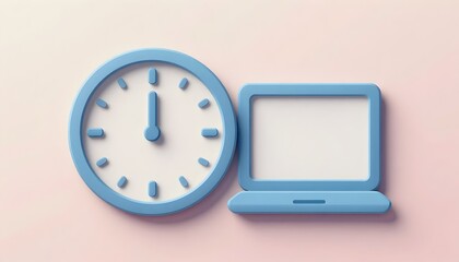 A sleek, modern illustration of a clock and a laptop side-by-side, perfectly representing the intersection of time and technology in today's fast-paced world.