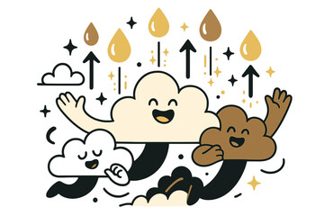 Naklejka premium Raindrops Ascend Joyfully.