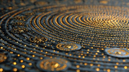 Abstract gold and dark circular pattern background