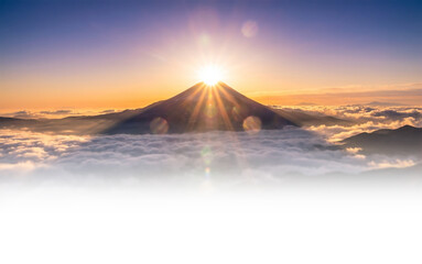 富士山　初日の出　お正月　ai生成画像

