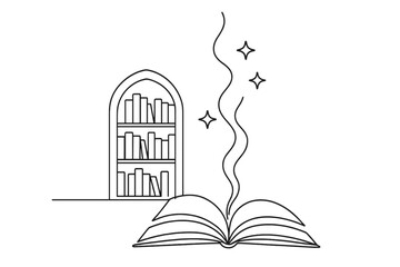 Obraz premium One-Line Arctic Library.