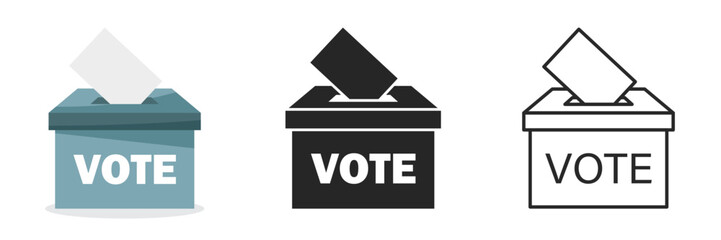 Fototapeta na wymiar Vote box icons set collection in flat style. Ballot candidate vector illustration on isolated background. Political election sign business concept.