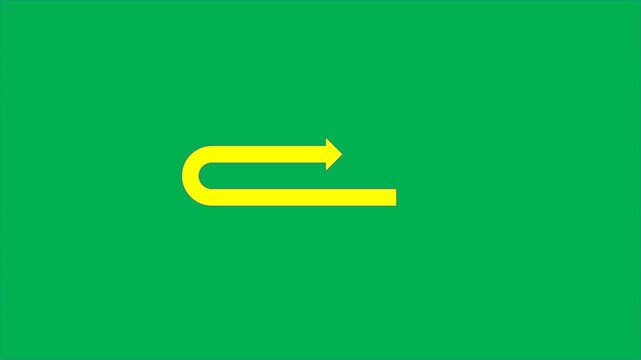 Simple yellow curved arrow icon indicating a return or refresh action on a solid green background