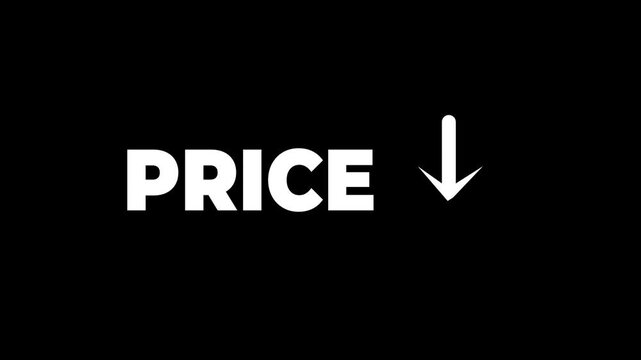 Low price concept on the transparent background. Motion graphics of decline price. 4k video animation.