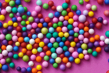 colorful polka dot texture background on a pink background