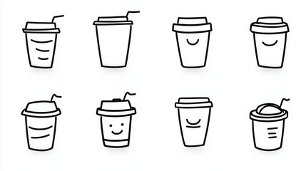 Cute and Minimalist Coffee Cup Illustrations for Modern Designs and Creative Projects