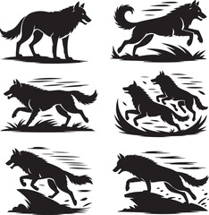 Majestic Wolf Silhouette Vector Illustration &ndash; Wild Animal Logo Design
