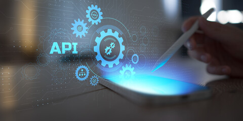 Application Programming Interface API Integration and Automation Concept on Touch Interface