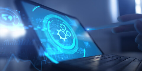 Mobile Process Automation and RPA System Optimization Tools Projected on Virtual Screen.