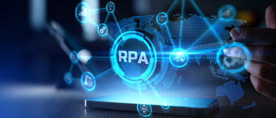 Robotic Process Automation RPA in Global Business and Digital Transformation.