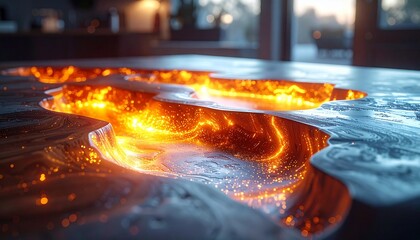 The contemporary interior design and luxurious craftsmanship are evident, with warm light effects creating a dramatic and elegant atmosphere.e