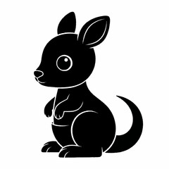 Cute baby kangaroo black silhouette with big eyes. © Dombo