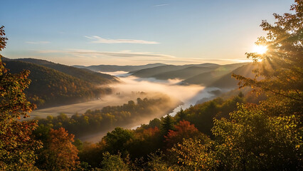 Misty Valley at Sunrise