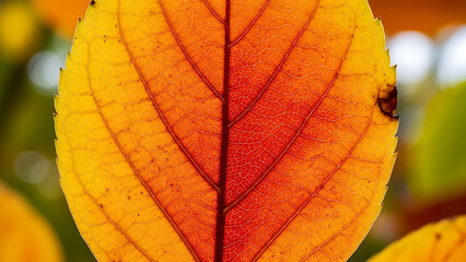 Vibrant Autumn Leaf Close Up