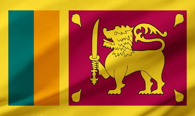Sri Lanka flag background with waving fabric texture