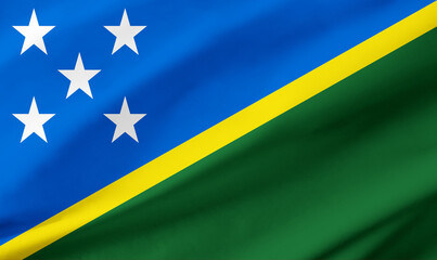 Solomon Islands flag background with waving fabric texture