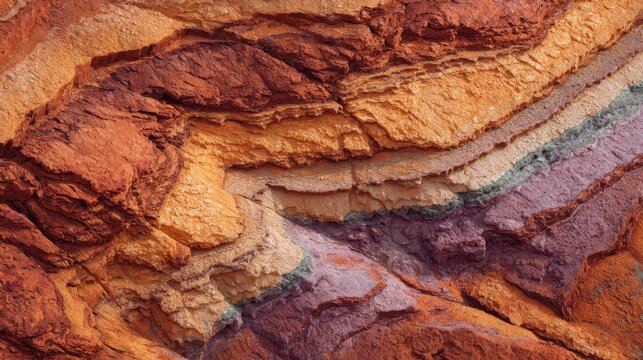 Textured sedimentary rock layers in warm earthy tones