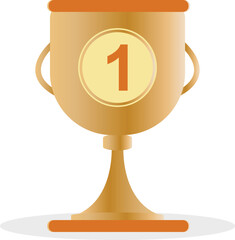 Golden trophy award illustration for winner achievement and success