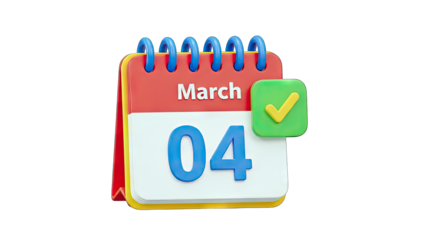 Calendar with March 4th and Checkmark Icon