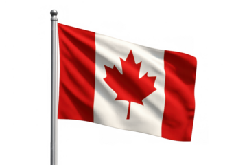 Canada flag fluttering, symbolizing national pride, identity, and patriotism for canadian heritage