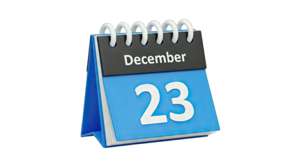 Calendar showing December 23rd on white background