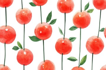 Minimalist Digital Watercolor Seamless Apple Illustration for Vibrant Nature-Themed Wallpaper