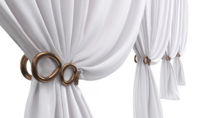 white curtains with bronze rings