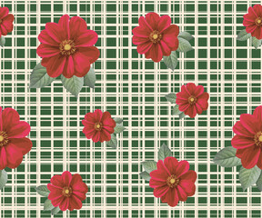 Vintage Red Floral Seamless Pattern