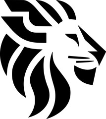Lion Head Silhouette Vector Design. Logo template.