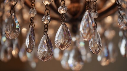 Crystal chandelier prisms sparkling light