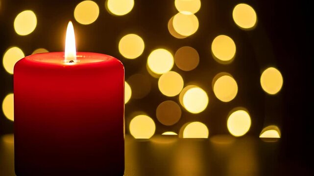 Lighting a Candle in warm ambiance with soft bokeh background
