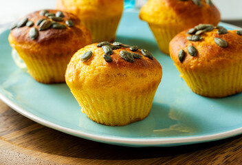 Homemade Pumpkin Muffins with Seeds